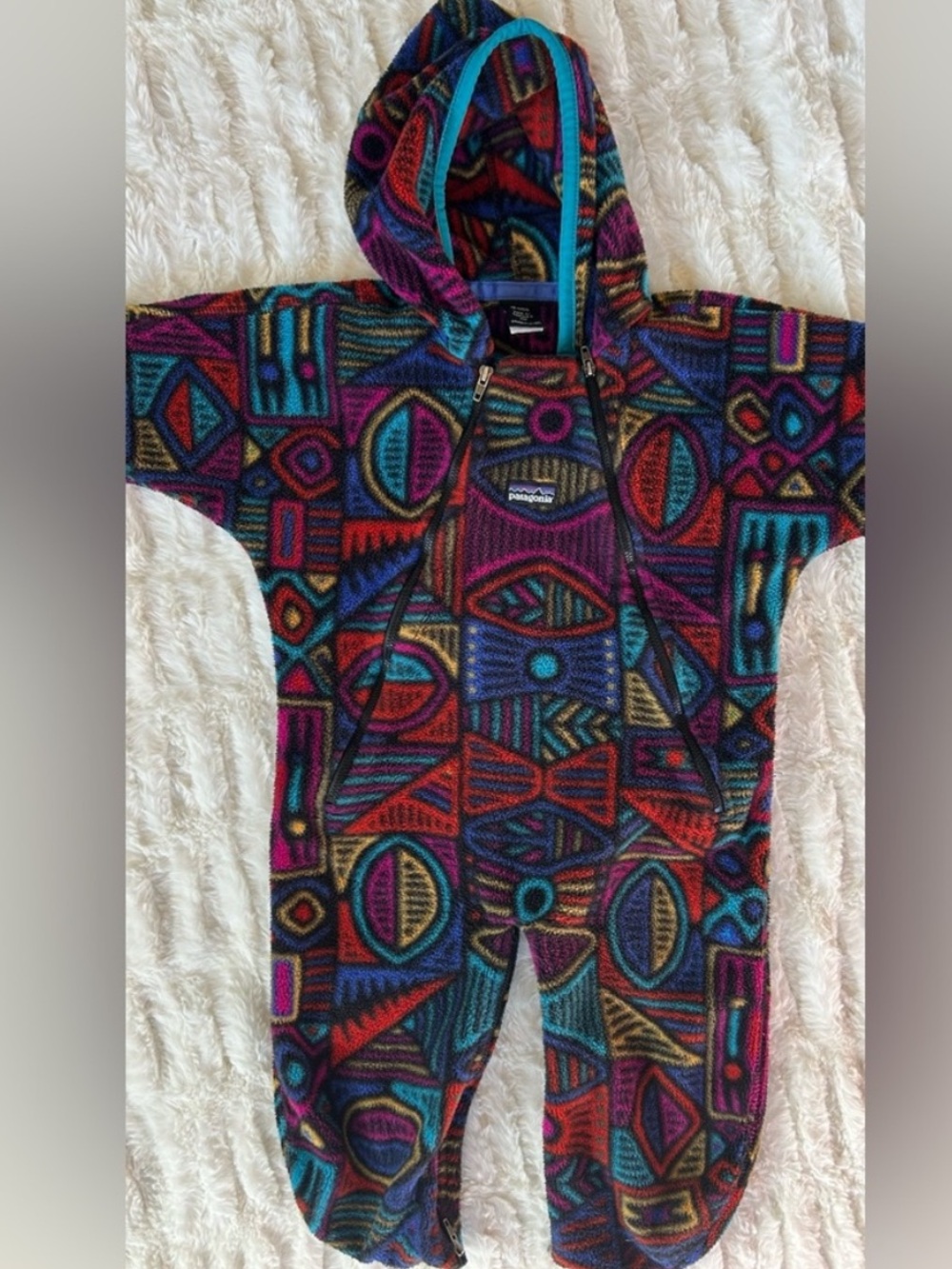 Made in USA Patagonia Geometric Pattern Fleece Bunting Vintage 12 Mo
